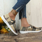 Plaid Charm Slip-On Shoes